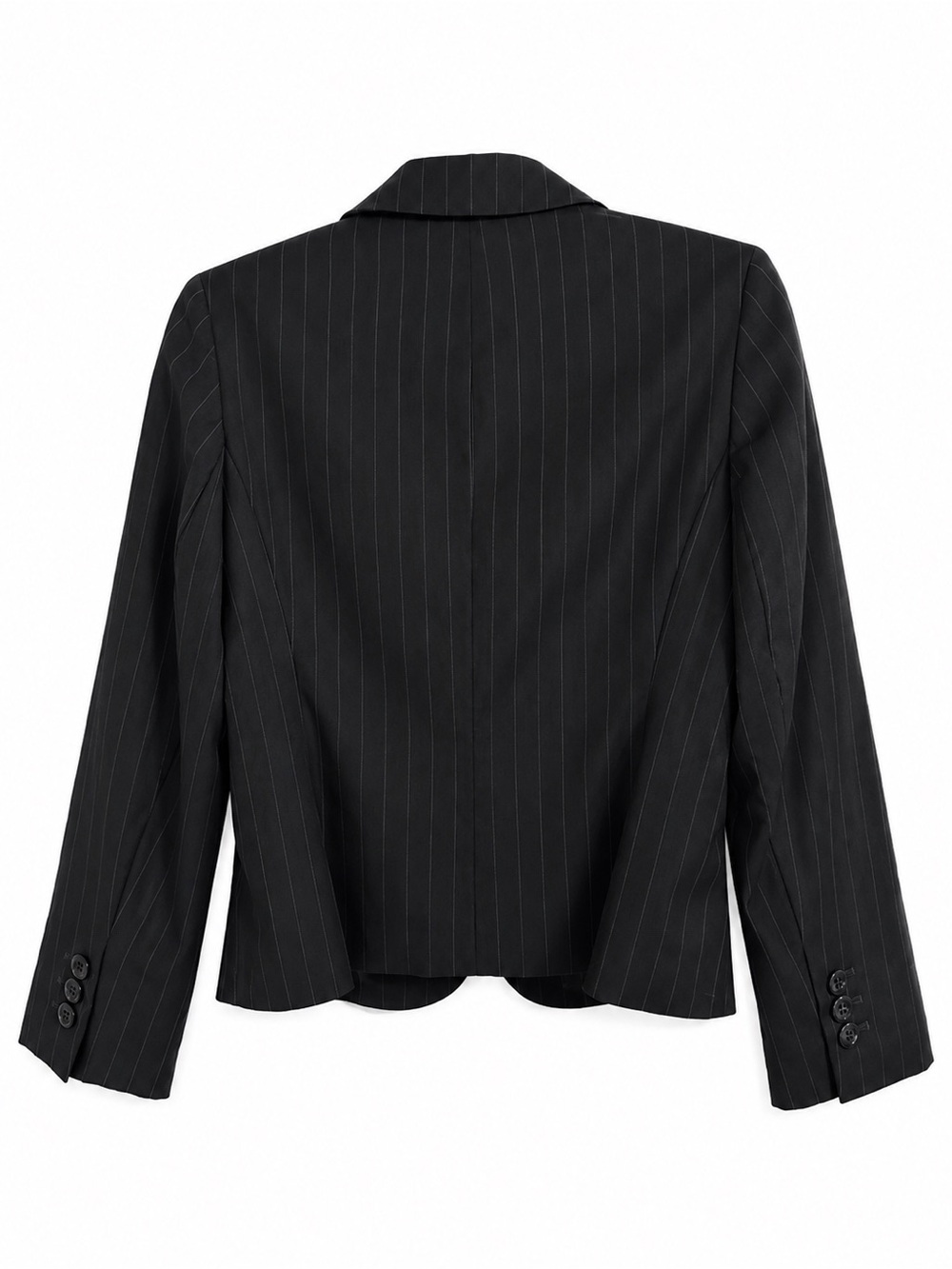 Ann Taylor LOFT Petites Black Pinstripe Wool Blazer 6P Career - Picture 3 of 9